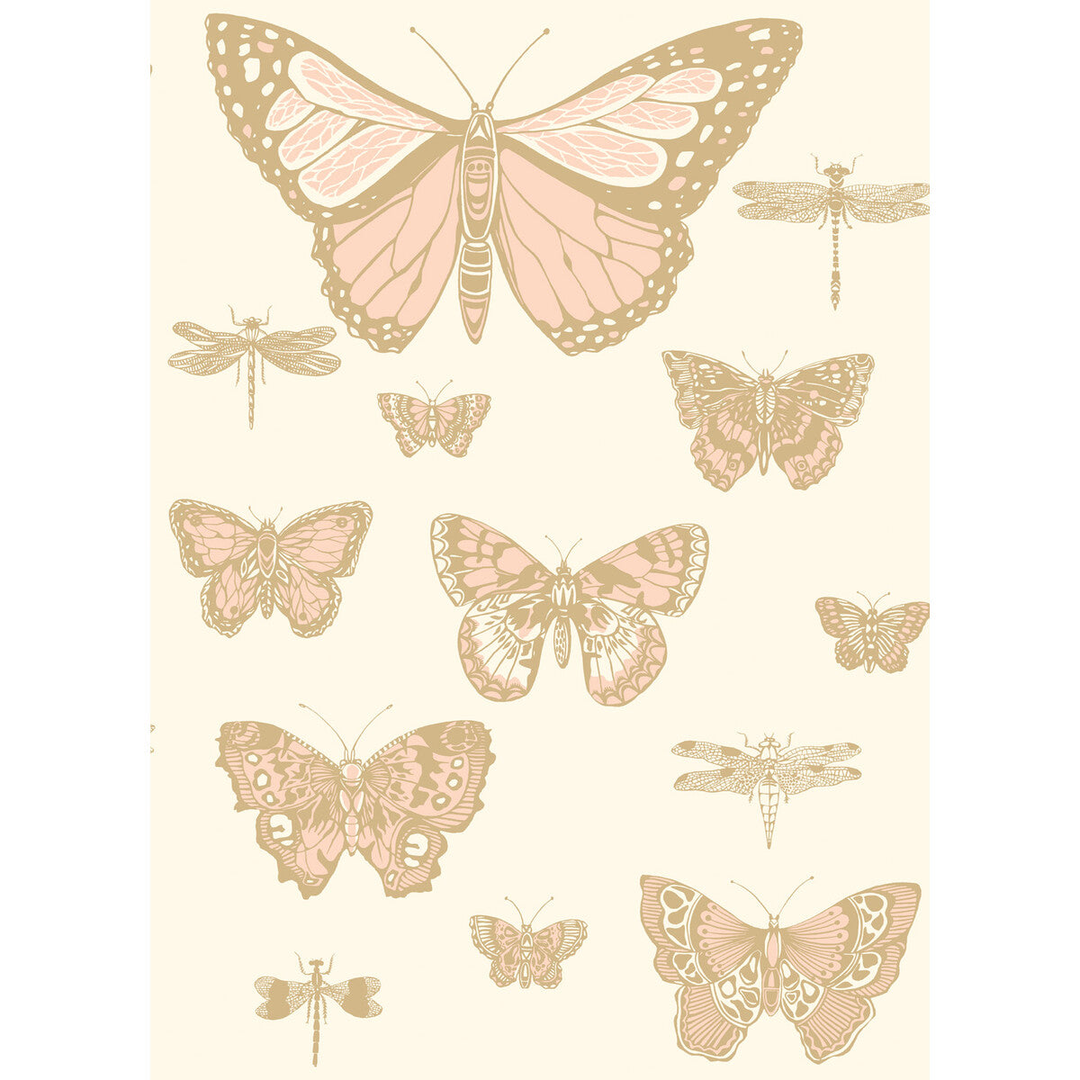Butterflies & Dragonflies-Pink On Ivry