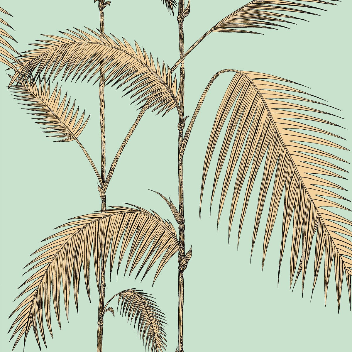 Palm Leaves-Mint/Yellow