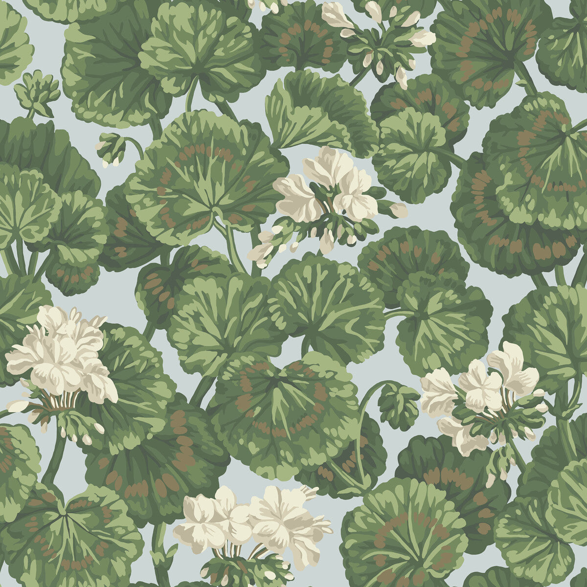 Geranium-White & Sage On Seafoam
