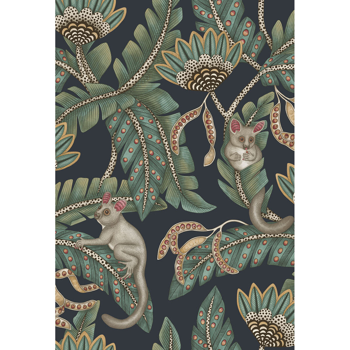 Bush Baby-Teal&Ochre/Ink