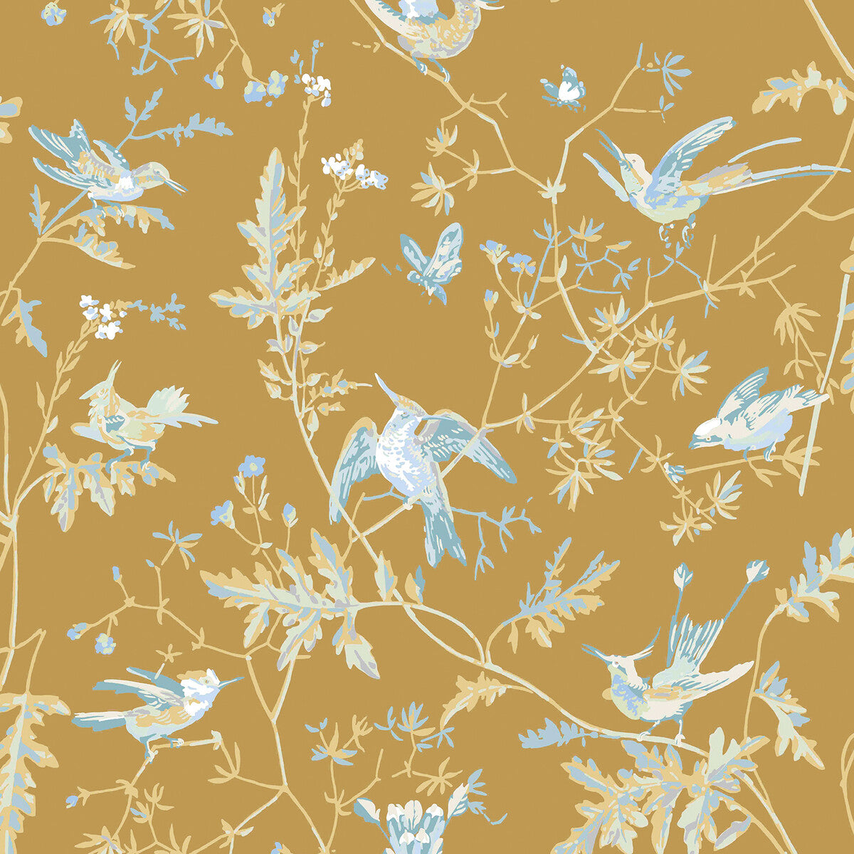 Hummingbirds-Grey/Gold