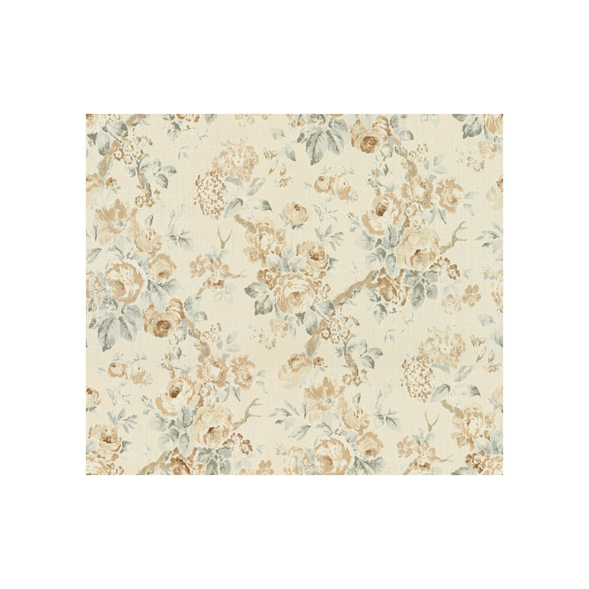Garden Roses-Beige/Aqua