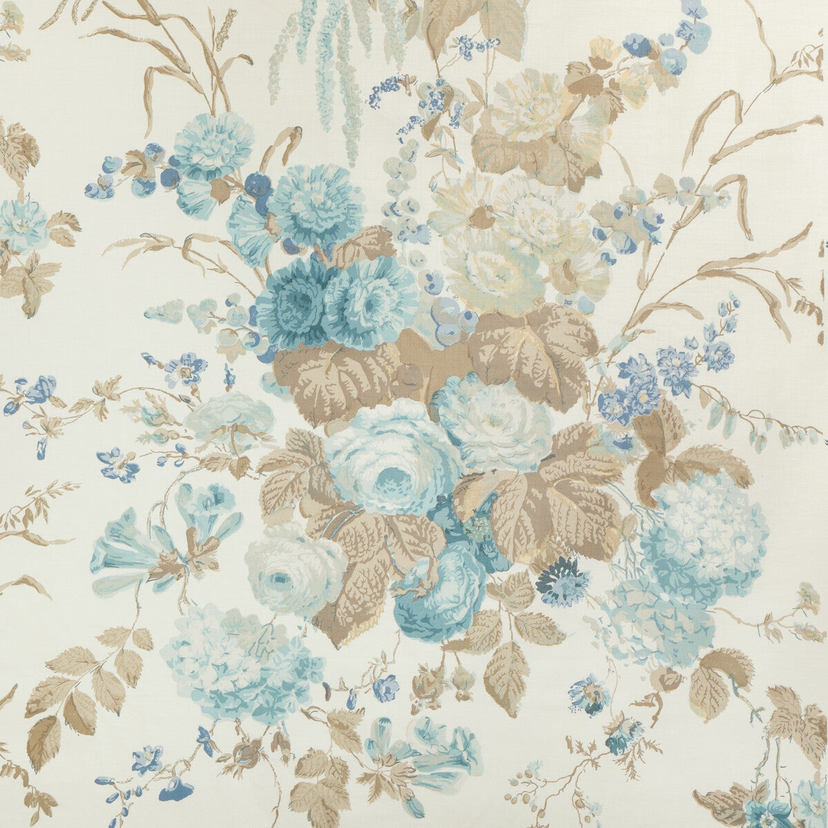 Floral Bouquet-Aqua/Dune