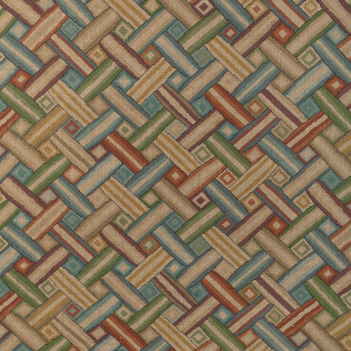 Strapwork Print-Red/Moss