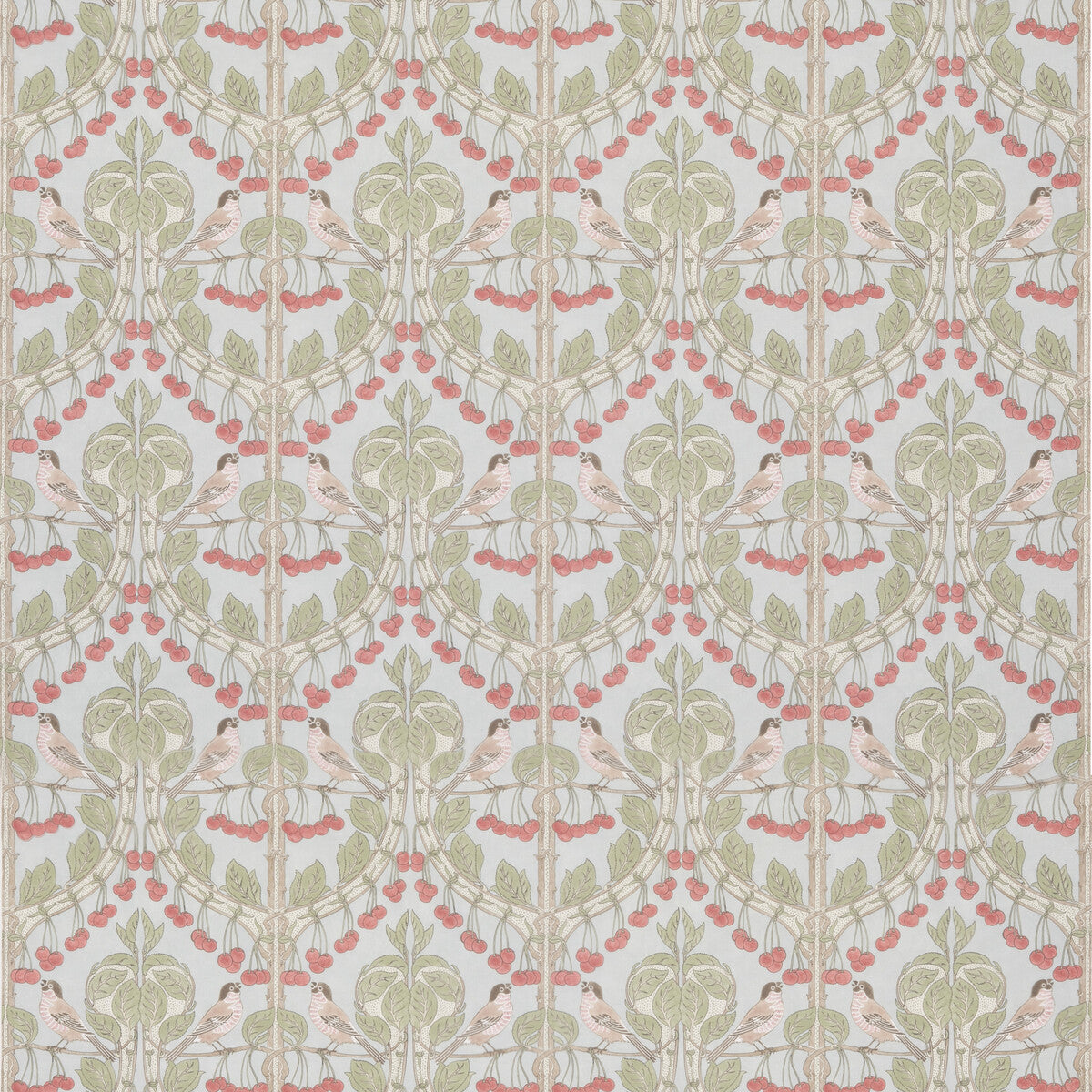 Birds & Cherries Cotton-Soft Blue