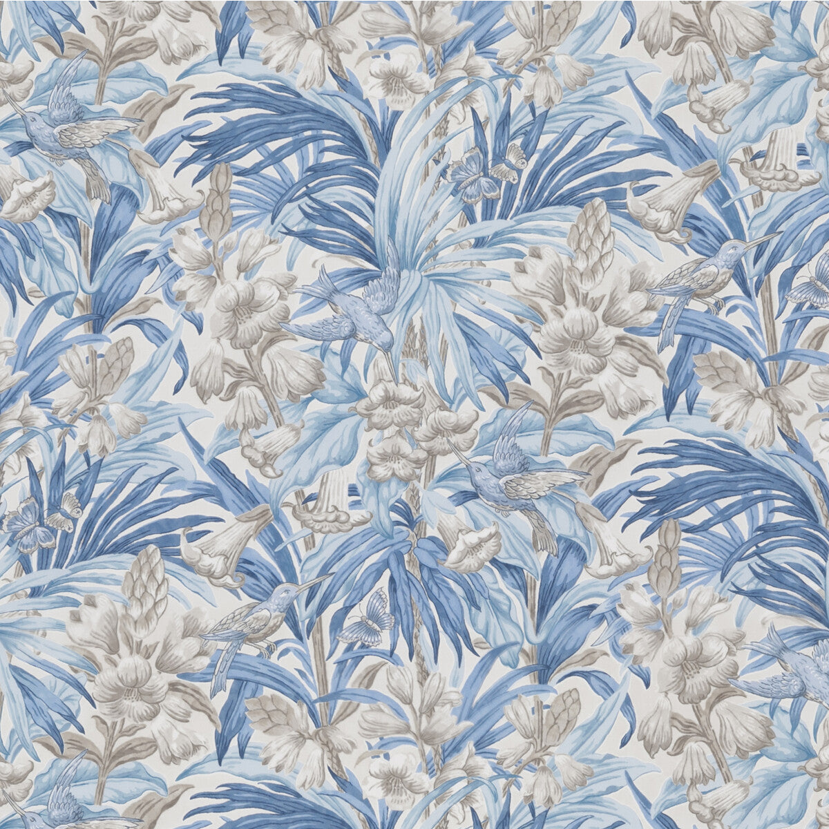Trumpet Flowers Cotton-Blue