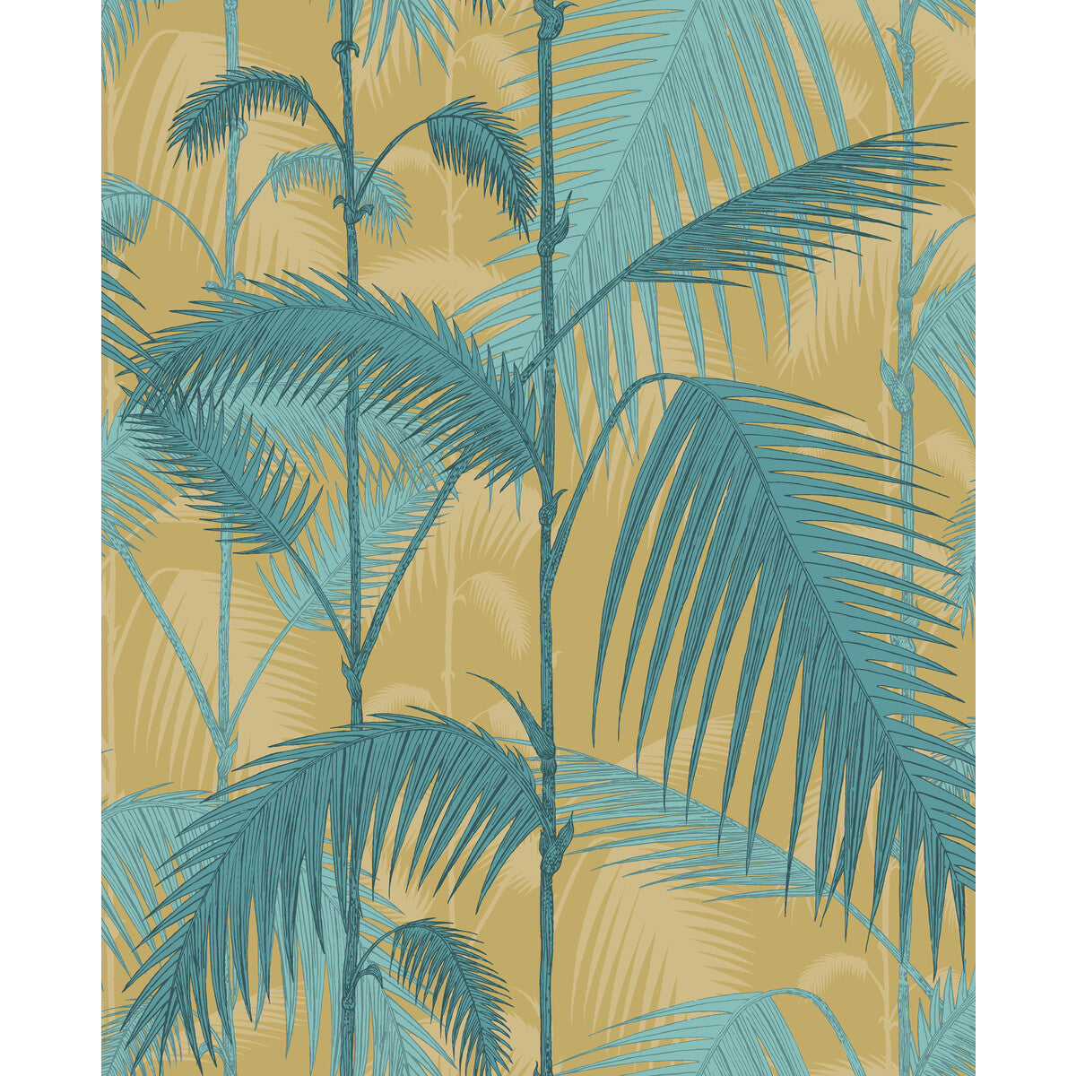 Palm Jungle Cot/Lin Print-Orchre/Petrol