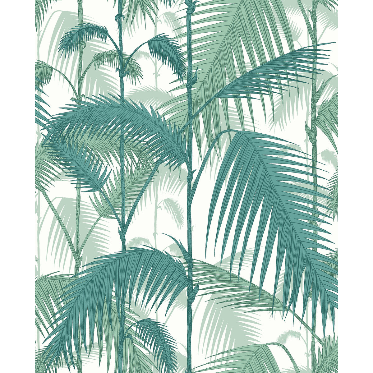 Palm Jungle Cot/Linen Print-Tea Virid Chlk