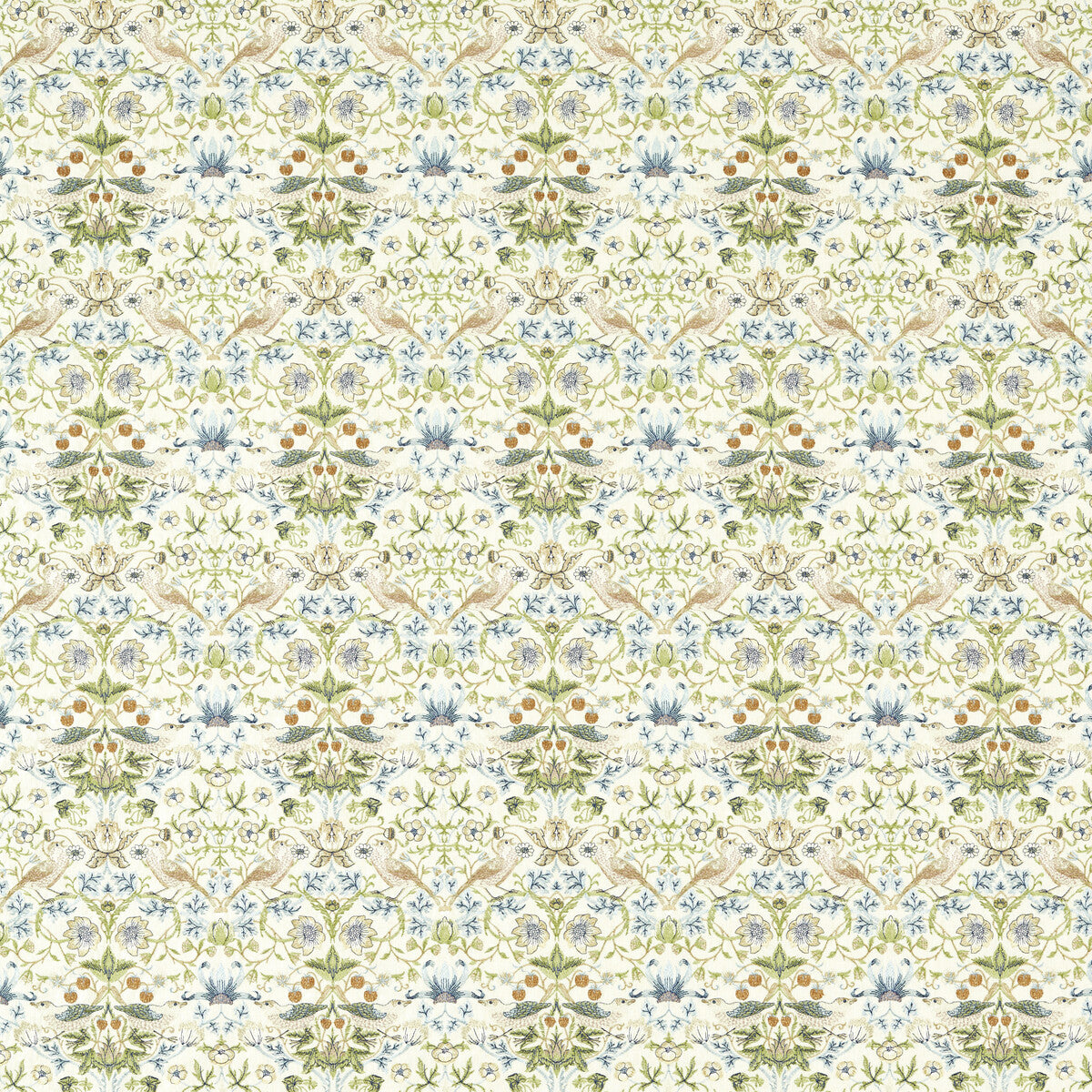 Strawberry Thief Embroidery-Apple/Blue