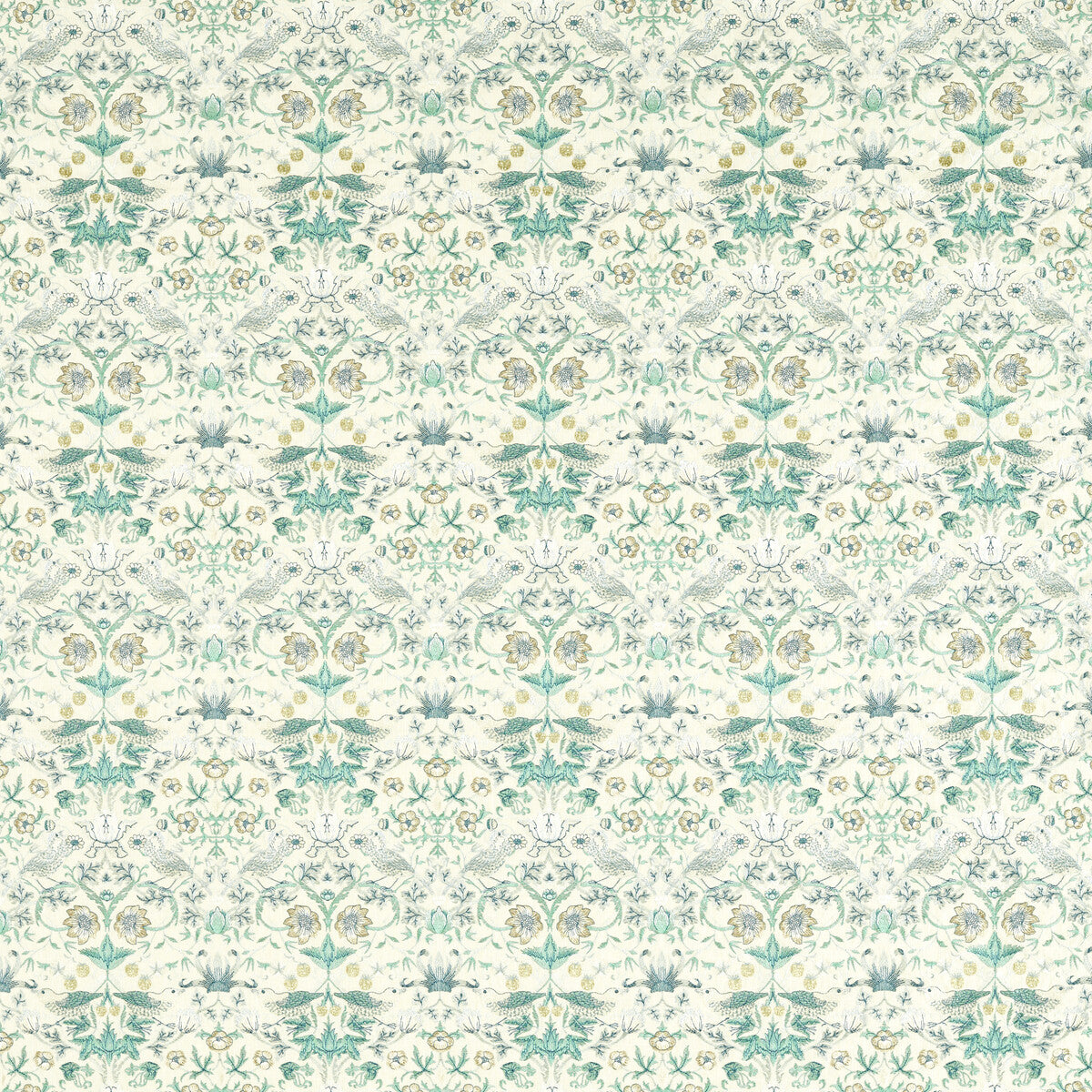 Strawberry Thief Embroidery-Teal