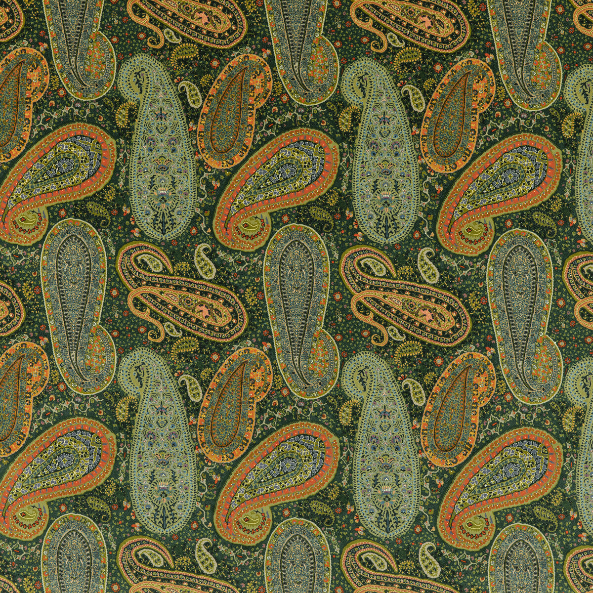 Peregrine Paisley Velvet-Emerald