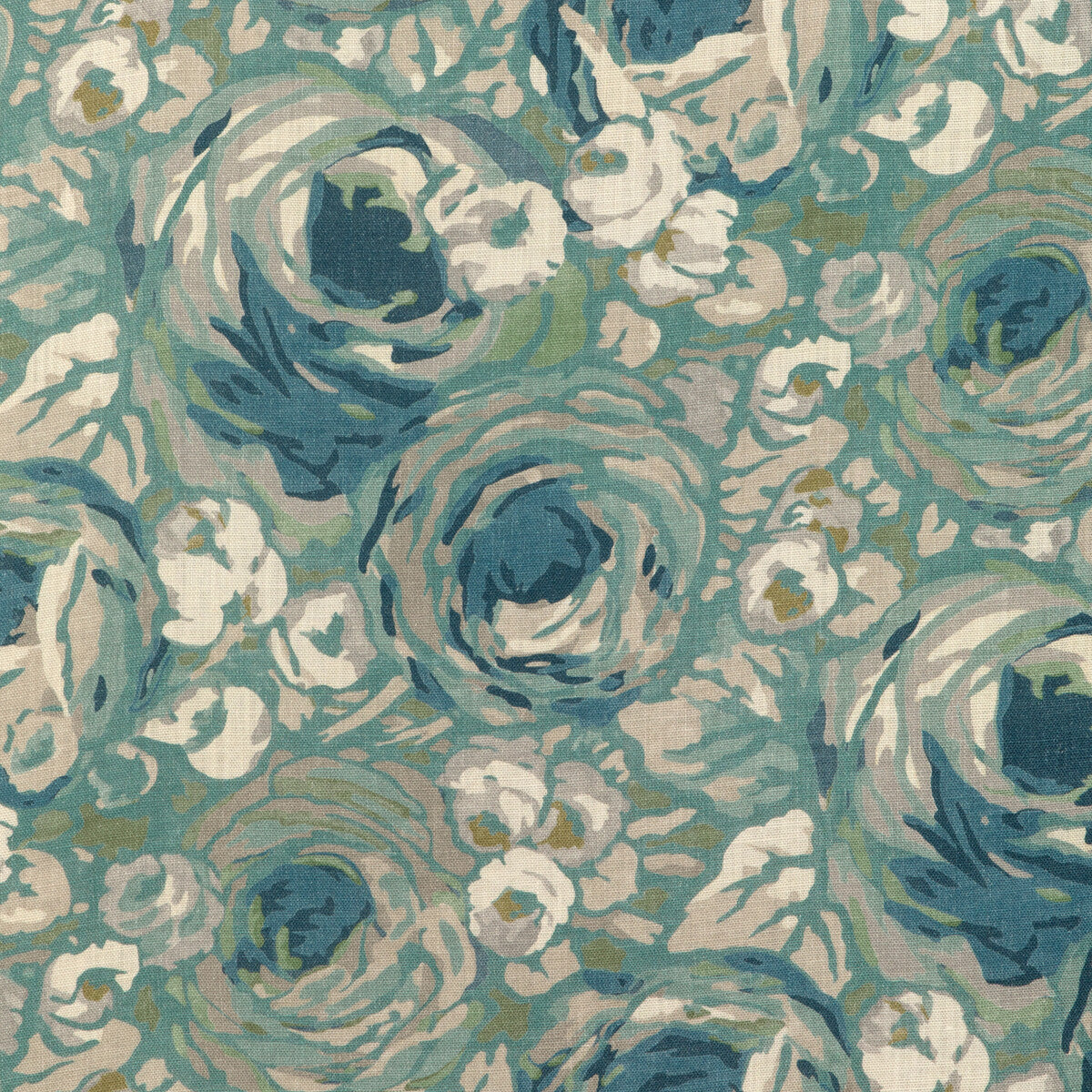 Orchard Print-Aqua/Stone