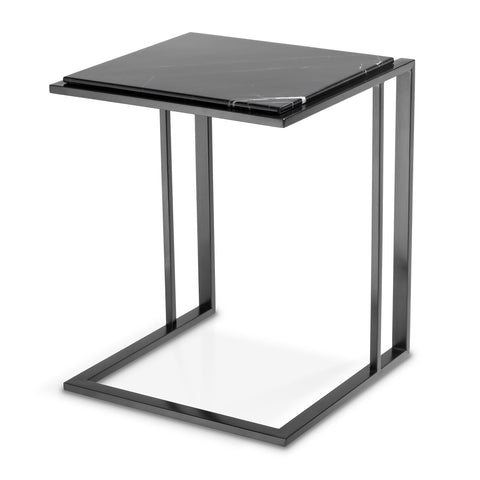 110414 - Side Table Cocktail bronze finish black marble