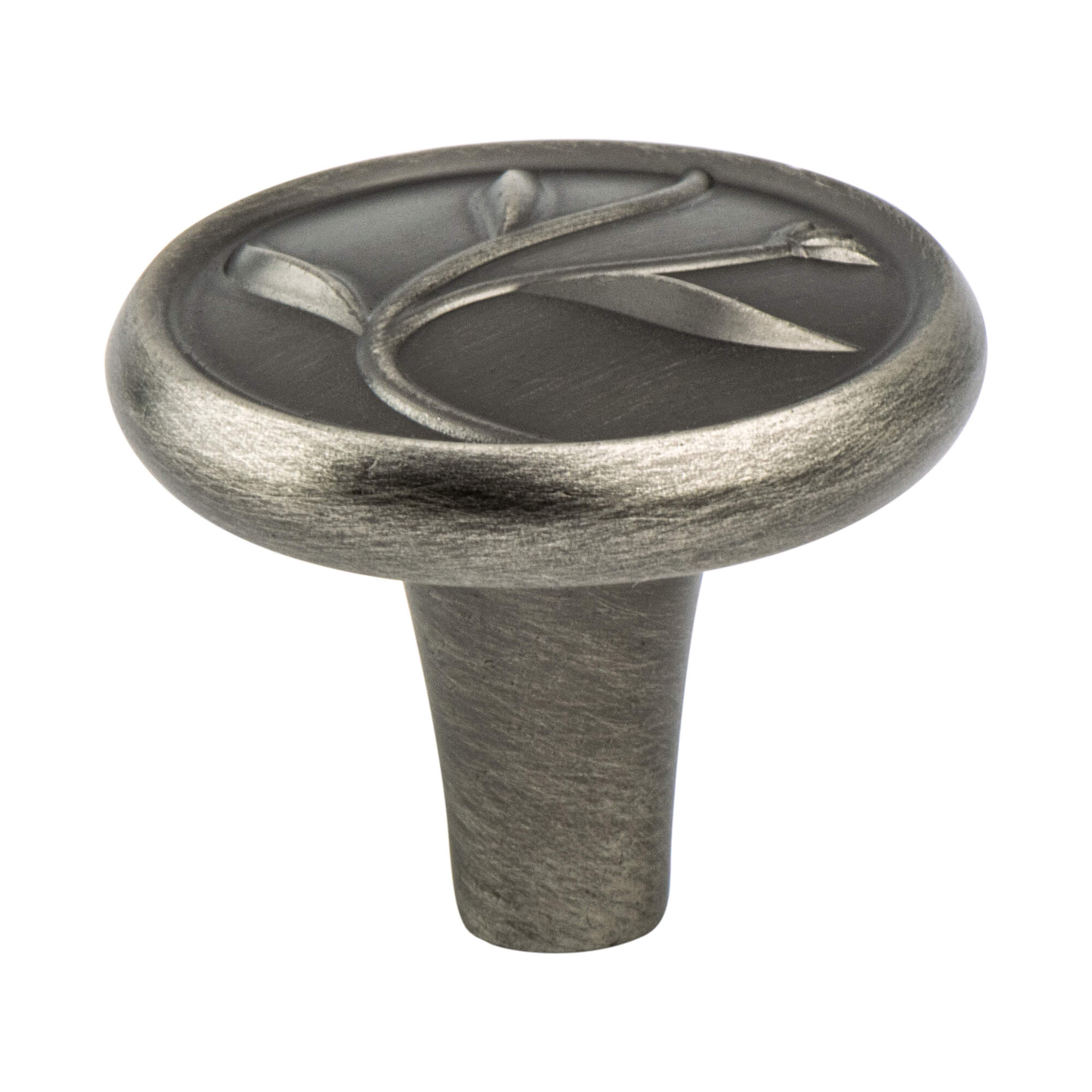 Art Nouveau Vintage Nickel Knob - This knob has a tooth on the bottom.
