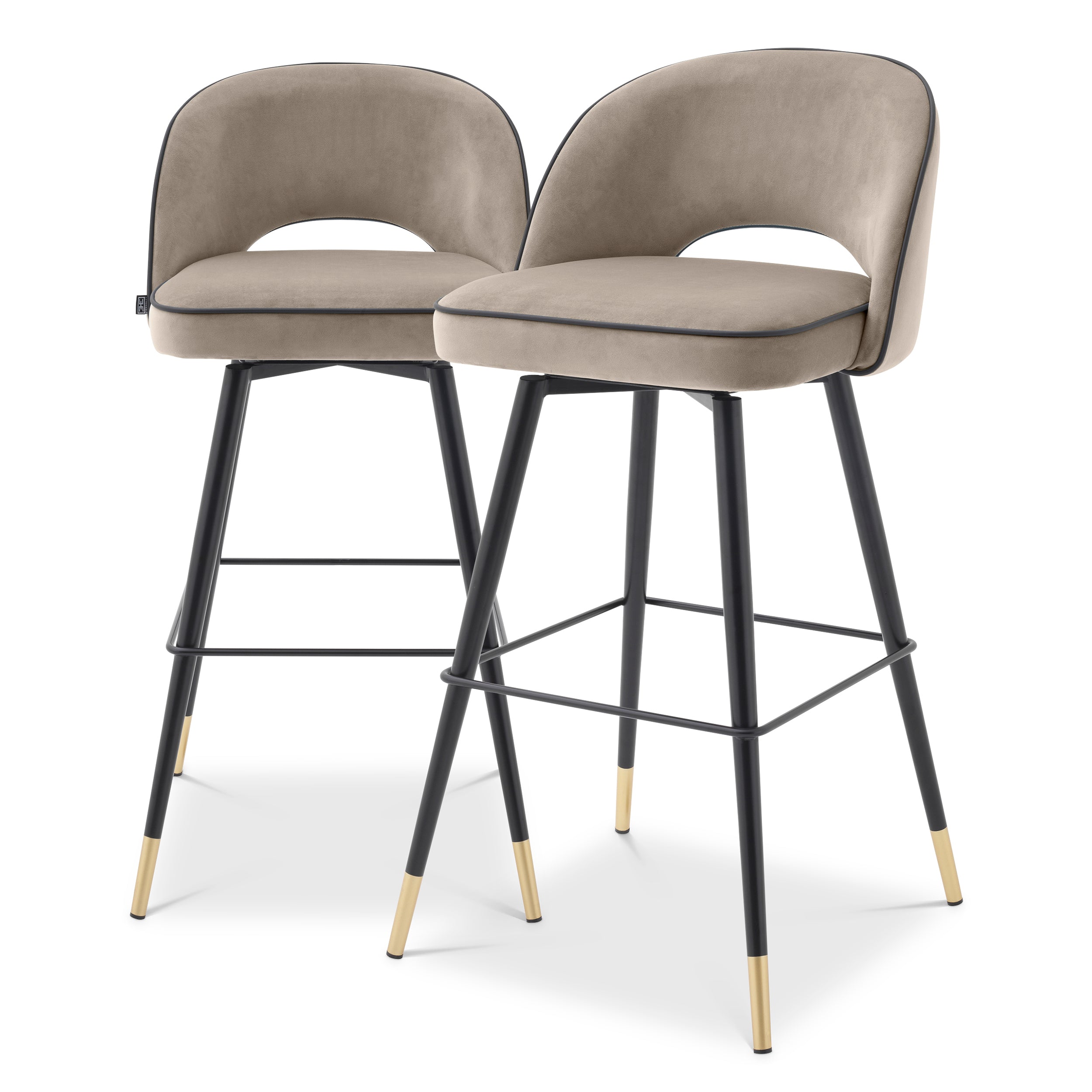 A113711 Bar Stool Cliff savona greige velvet set of