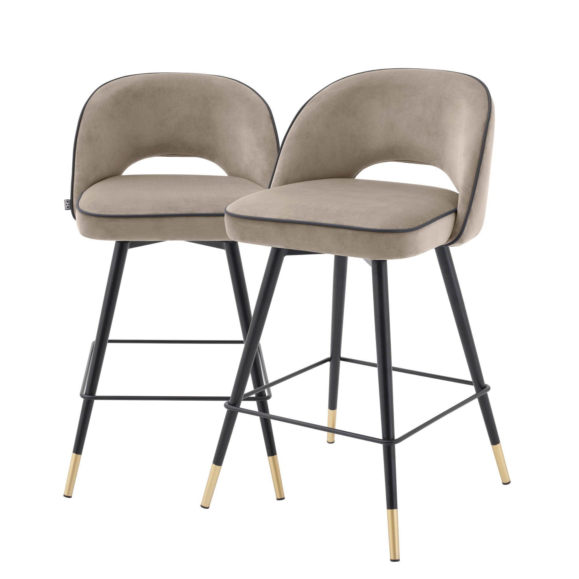 A113712 - Counter Stool Cliff savona greige velvet set of 2