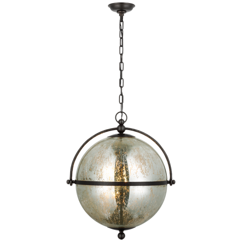 Bayridge XL Pendant in Aged Iron with Antique Mercury Glass