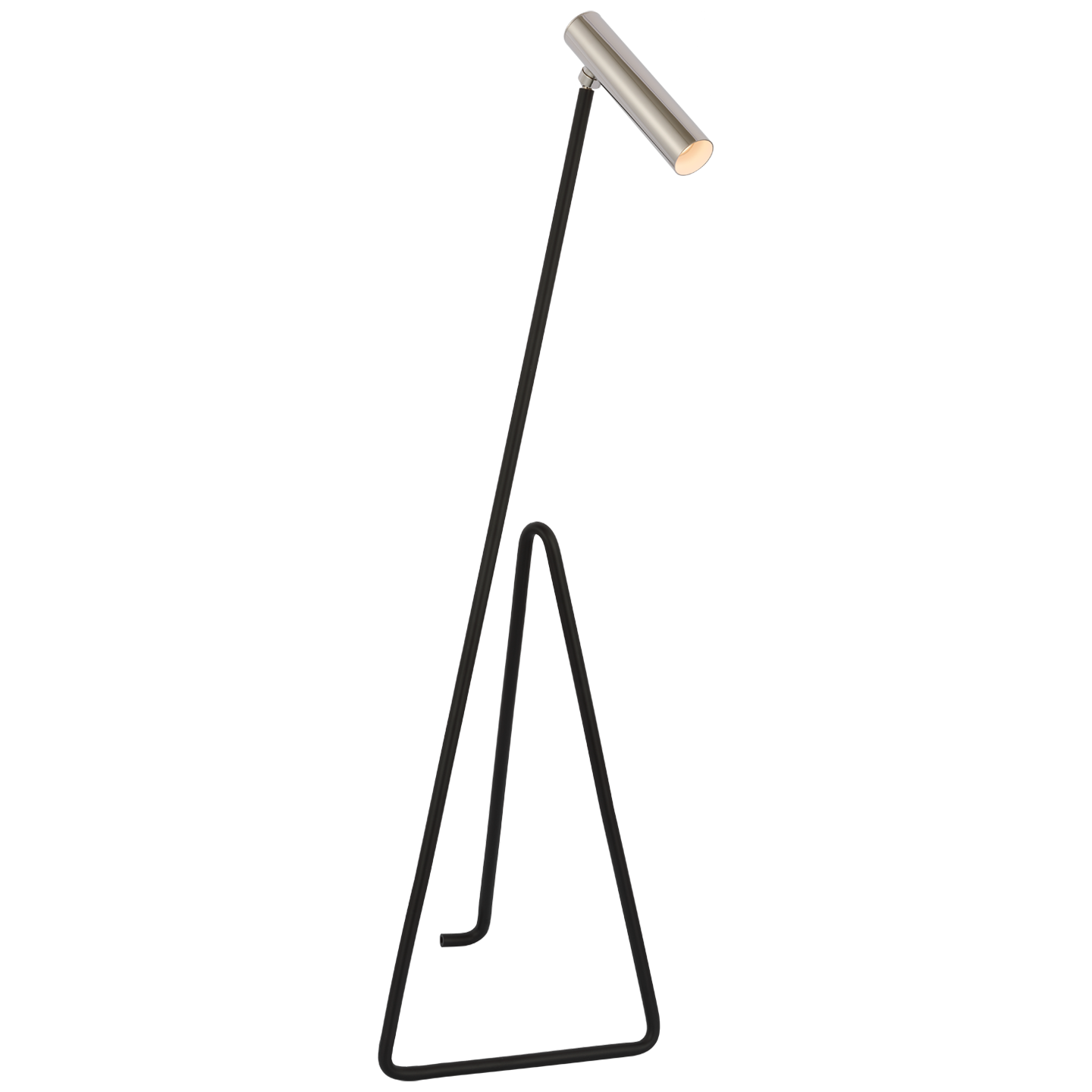 Flesso Small Floor Lamp in Matte Black and Polished Nickel