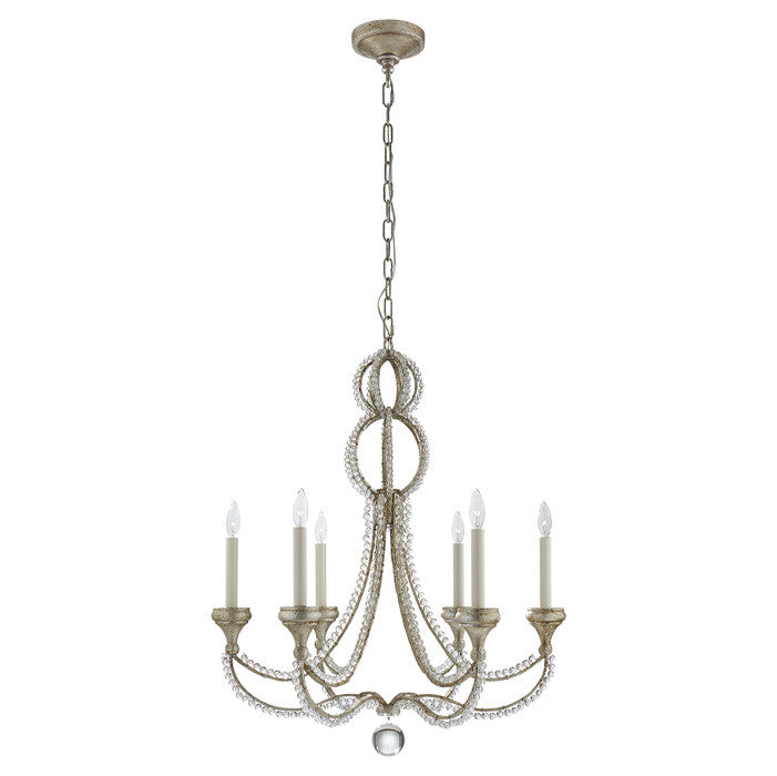 Milan Medium Chandelier in Venetian Silver with Crystal