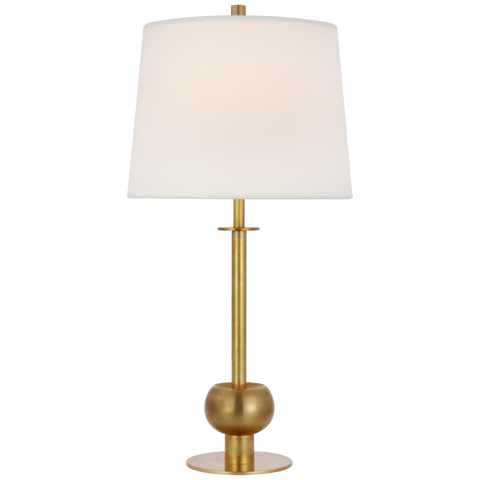 Comtesse Medium Table Lamp in Polished Nickel with Linen Shade
