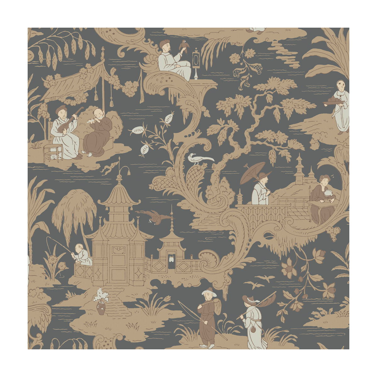 Chinese Toile-Charcoal