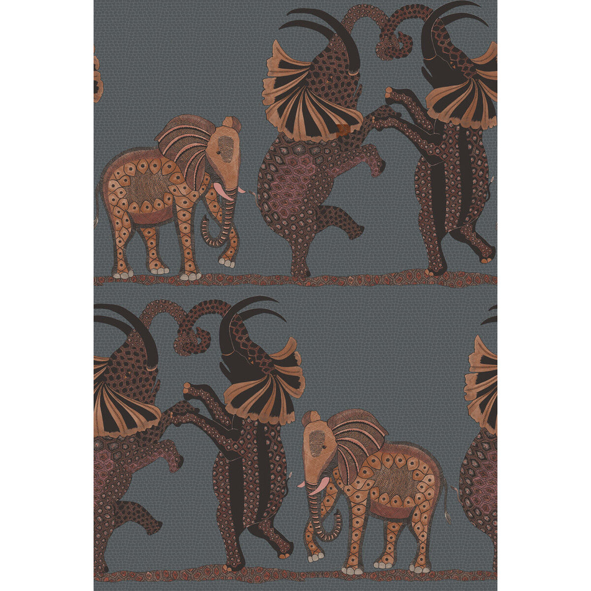 Safari Dance-Charcoal &amp; Reds