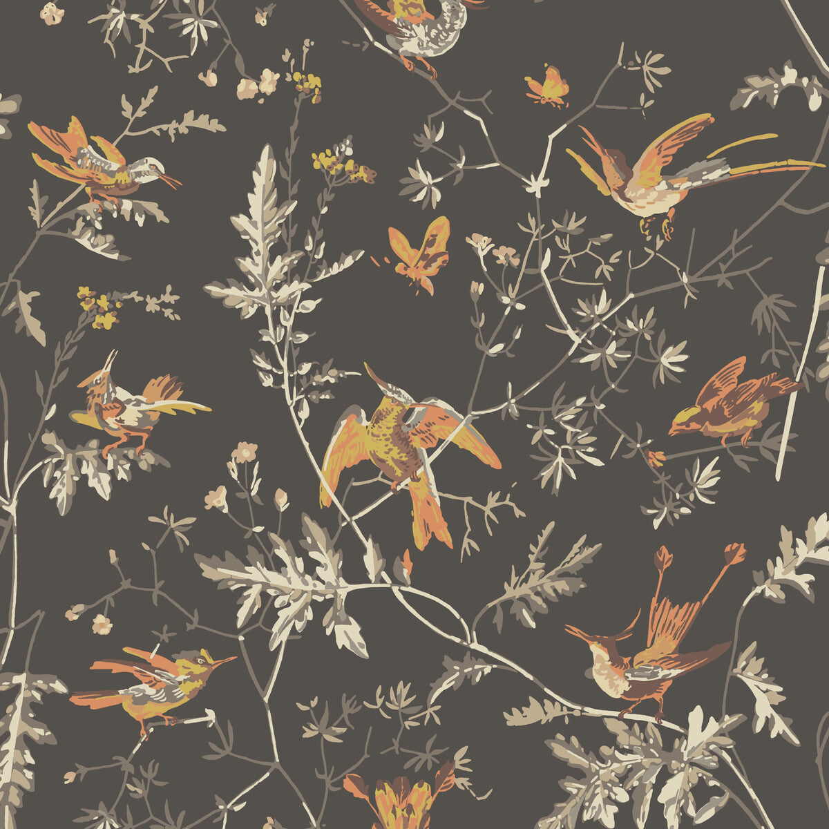 Hummingbirds-Charcoal/Ginger