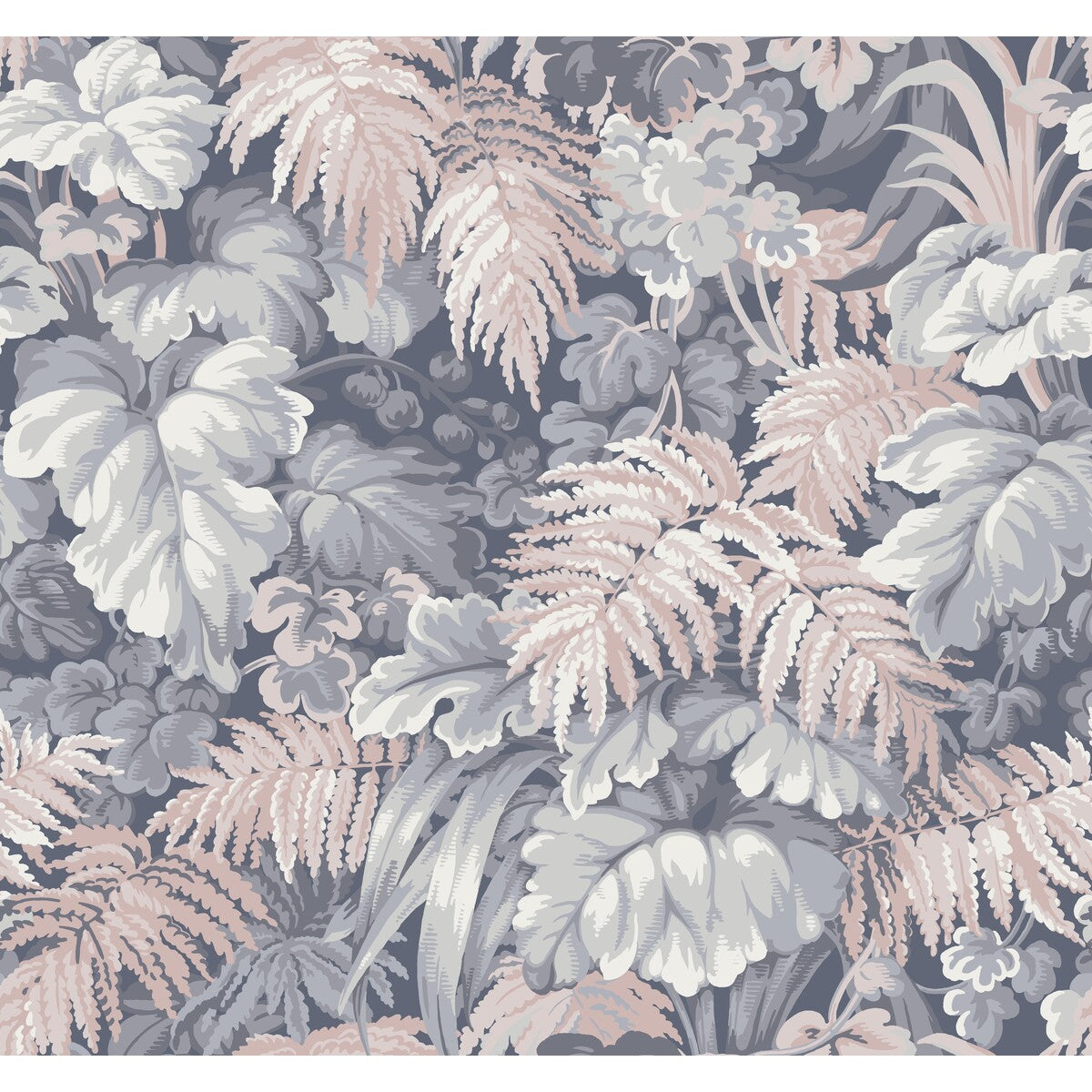 Royal Fernery-Slate Blue &amp; Blush Pink