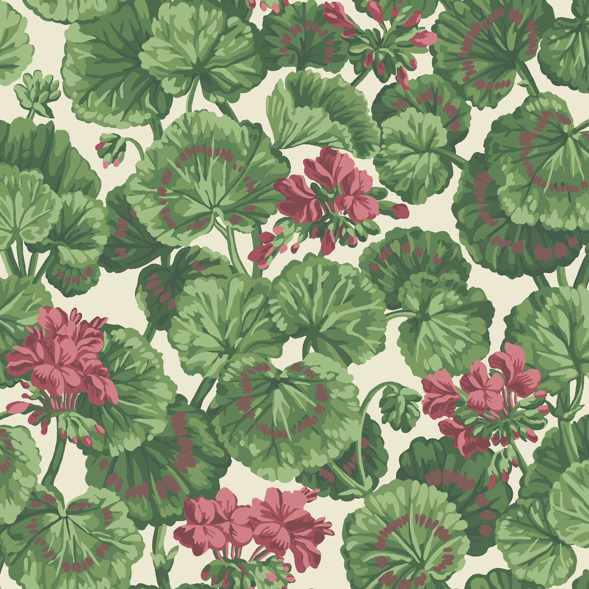 Geranium-Rose/Forest Grn On Parchment