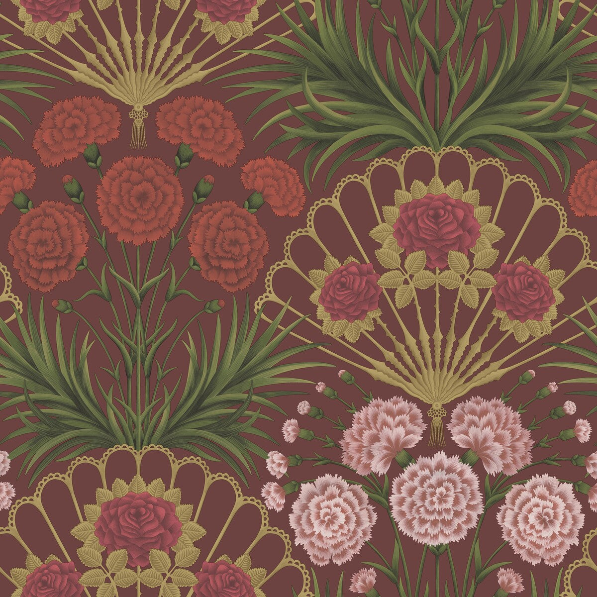 Flamenco Fan-Rose/Brt Rouge/M Gold/Crimson