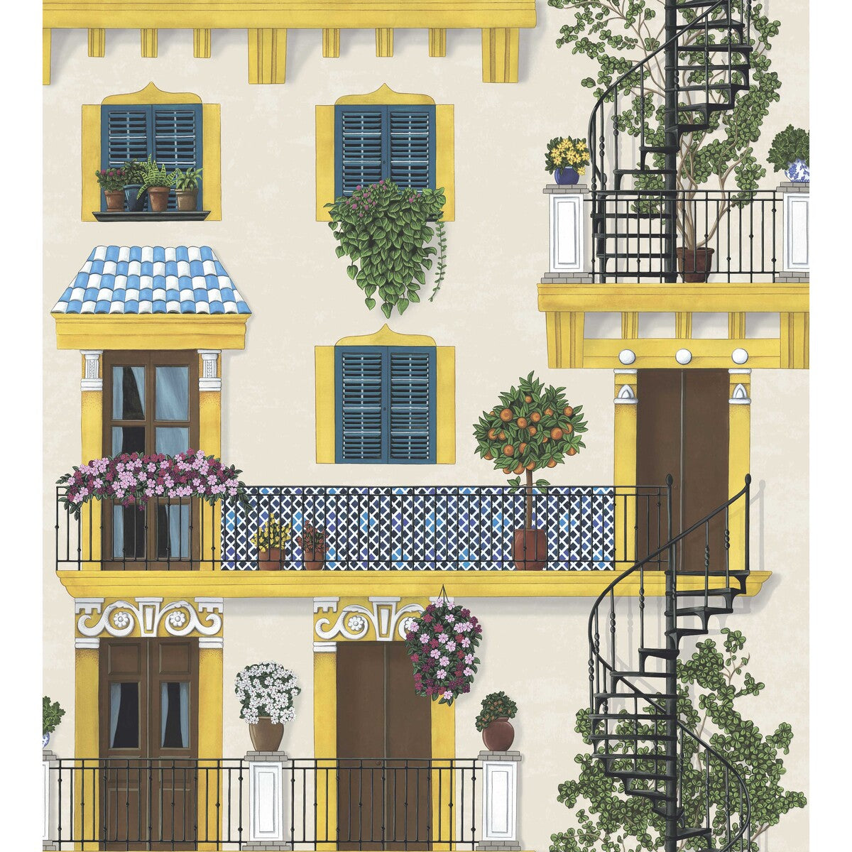 Alfaro-Canary Yellow &amp; Petrol On Parchment