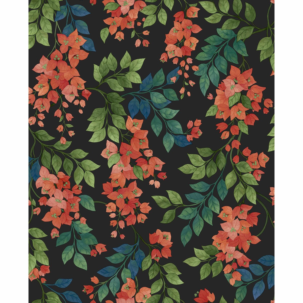Bougainvillea-Rouge/Green/C Sky/Charcoal