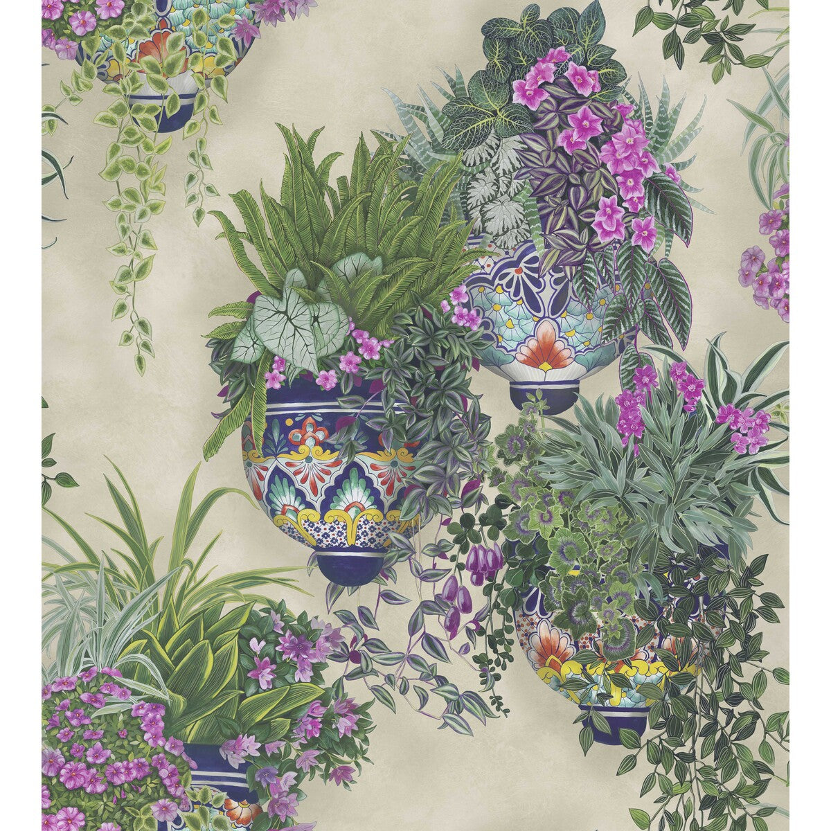 Talavera Wp-Magenta &amp; Spring Greens On Stone