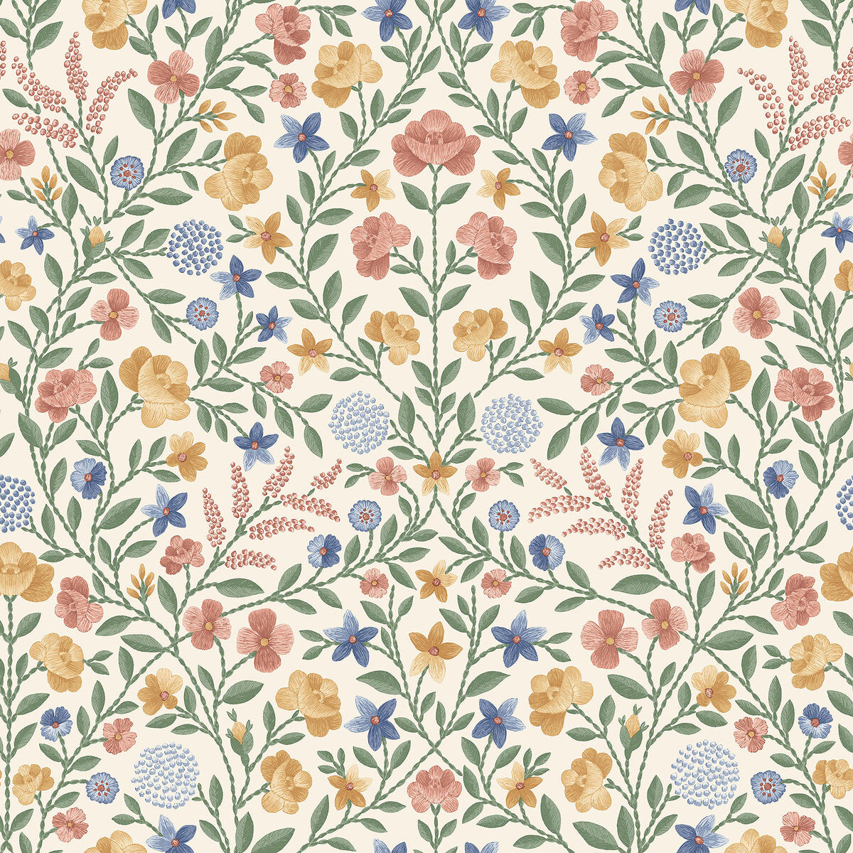 Court Embroidery-Coral