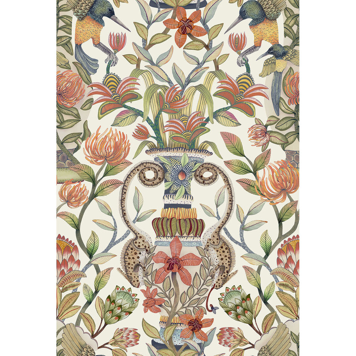 Protea Garden Silk-Olvgrn&amp;Tngrn/Wht