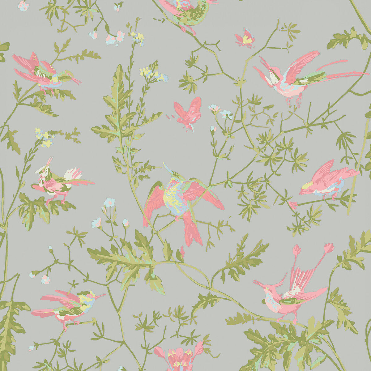 Hummingbirds-Grey/Pink