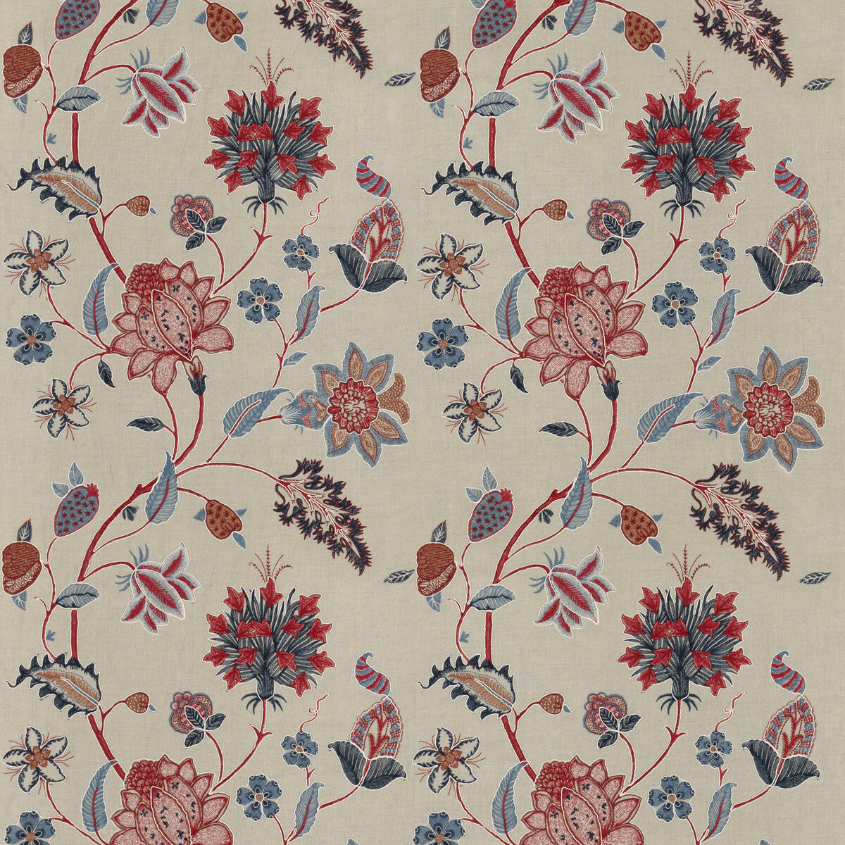 Baker's Indienne Embroidery-Indigo/Red