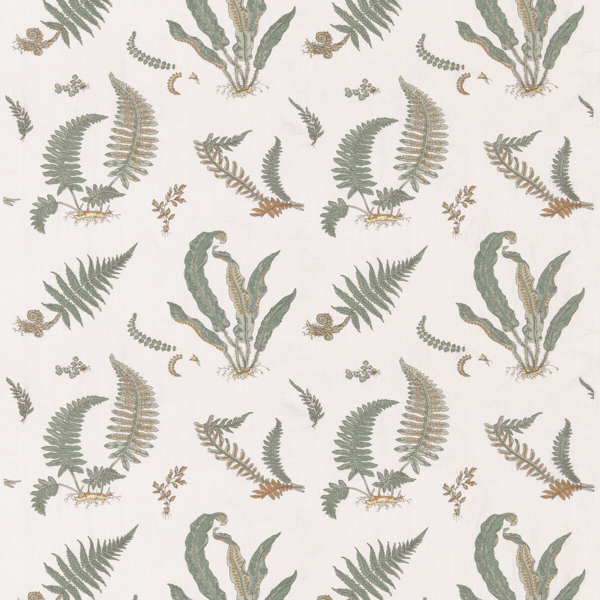 Ferns Embroidery-Verdigris