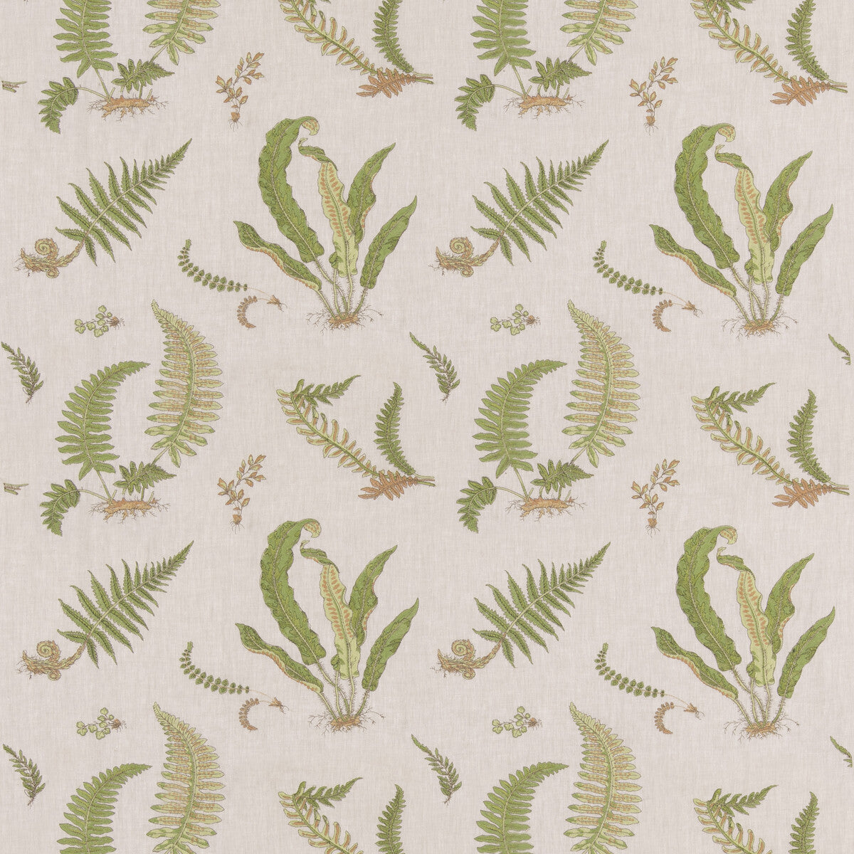 Ferns Embroidery-Green/Natural