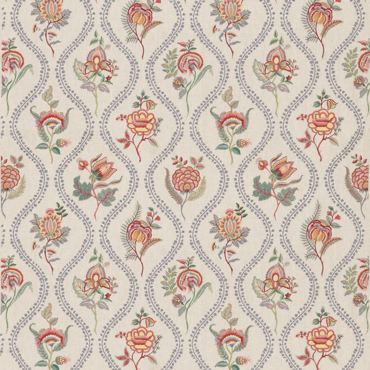 Burford Embroidery-Blue/Red