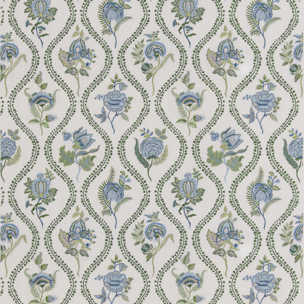 Burford Embroidery-Blue/Emerald