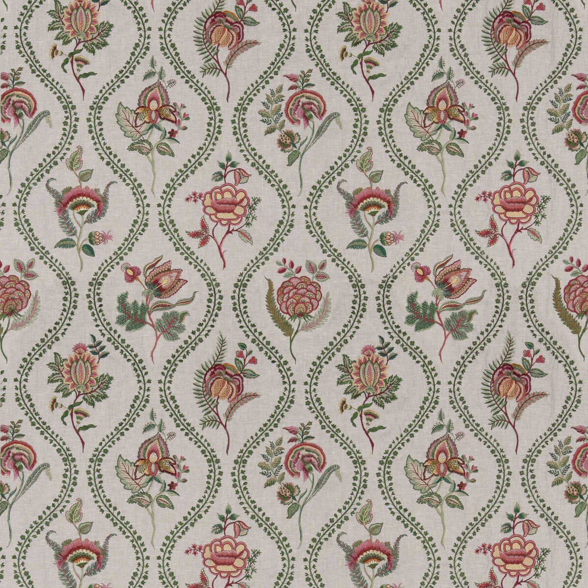 Burford Embroidery-Emerald/Red