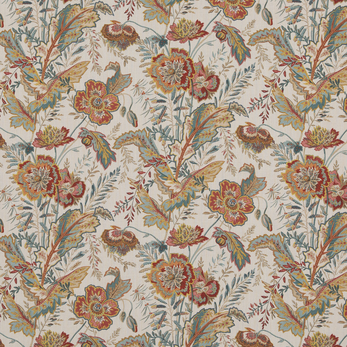 Indienne Flower-Red/Teal
