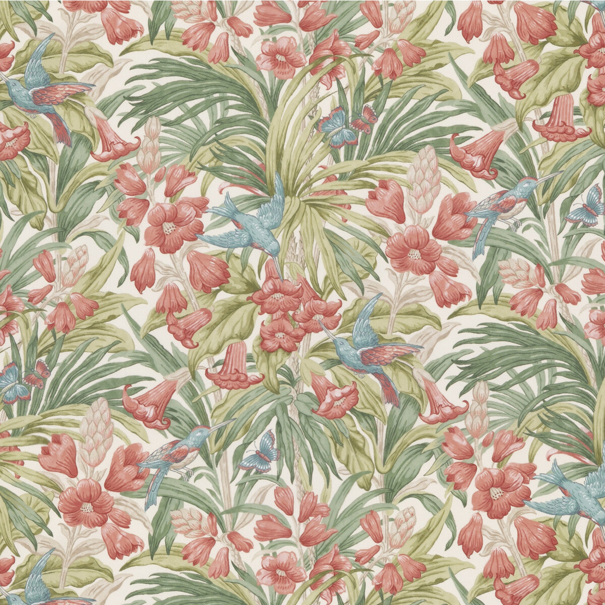 Trumpet Flowers Cotton-Red/Green