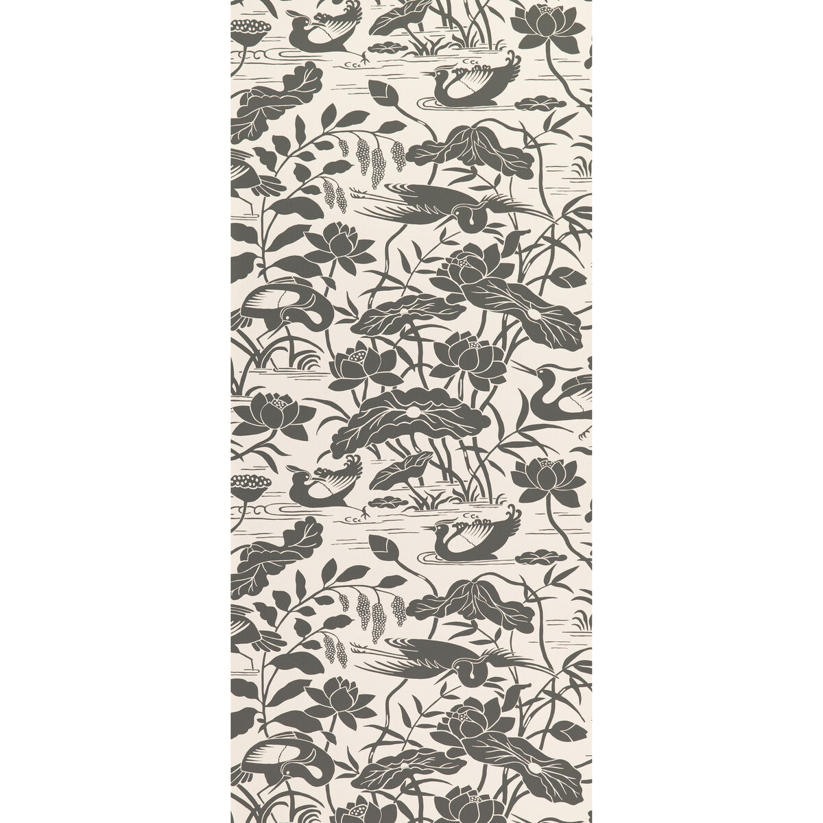 Heron &amp; Lotus Flower-Black/White