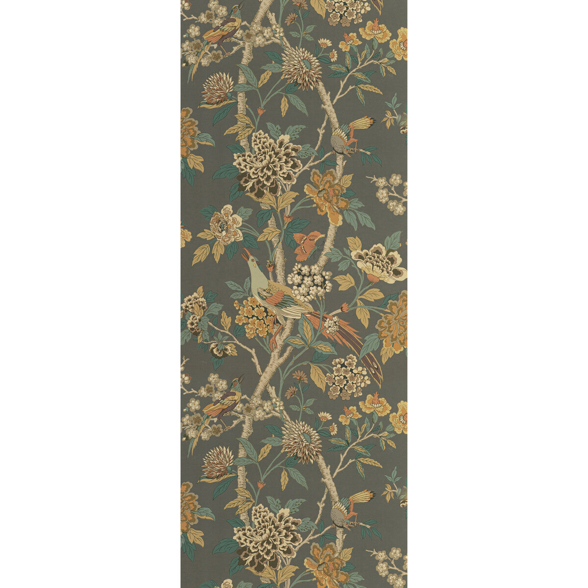 Hydrangea Bird-Charcoal/Sienna