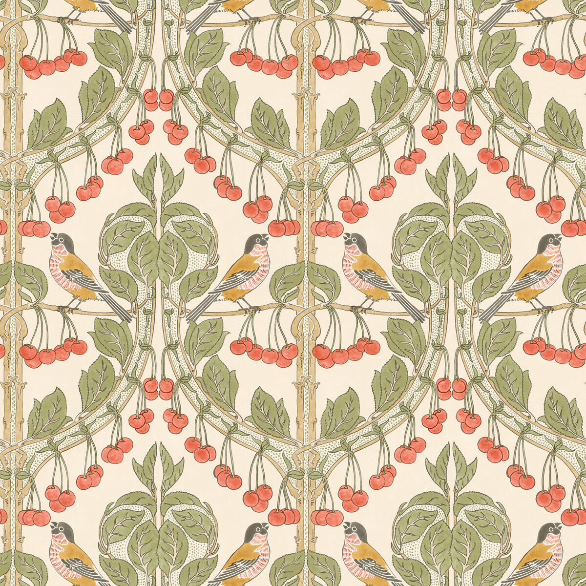 Birds &amp; Cherries-Red/Green