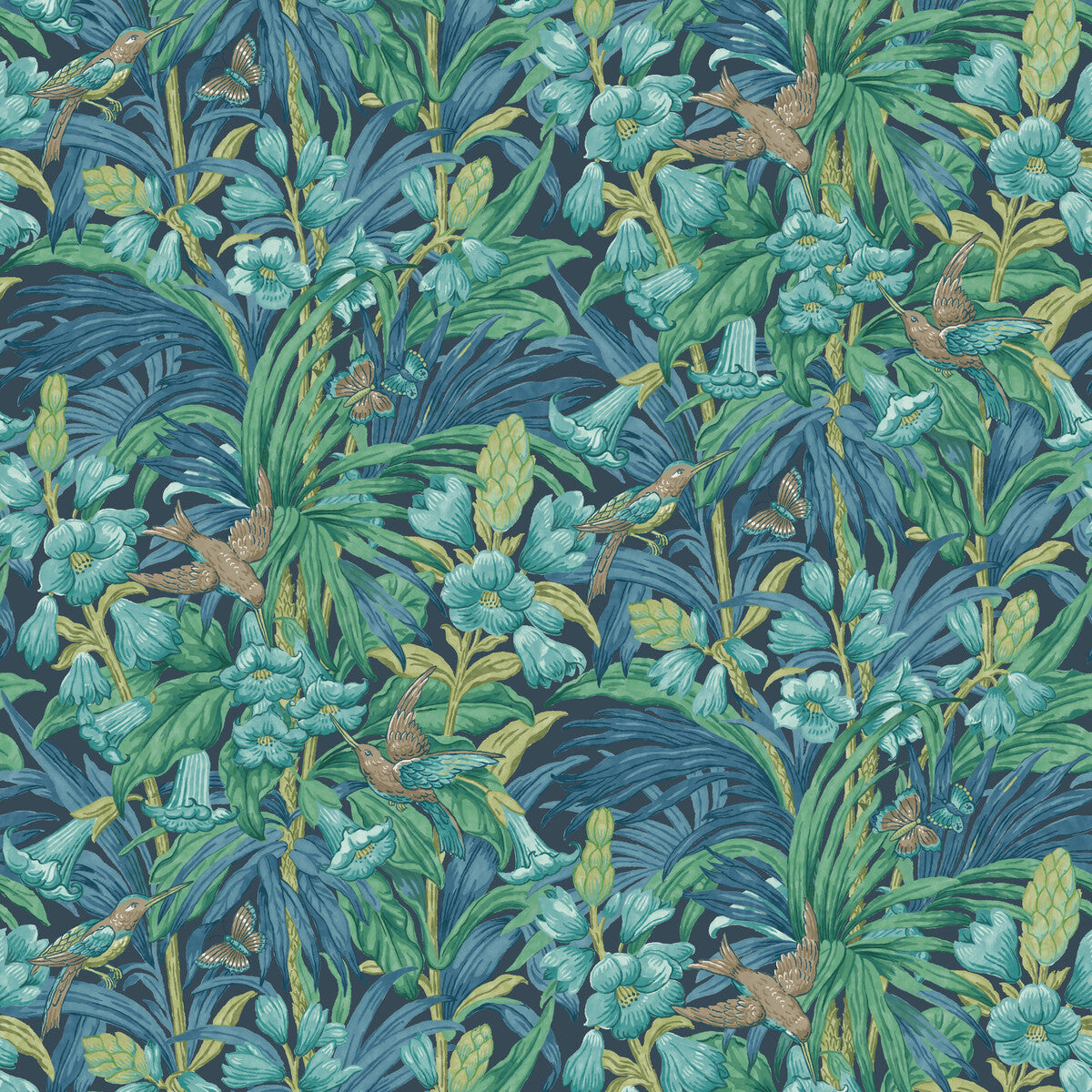 Trumpet Flowers-Indigo/Teal