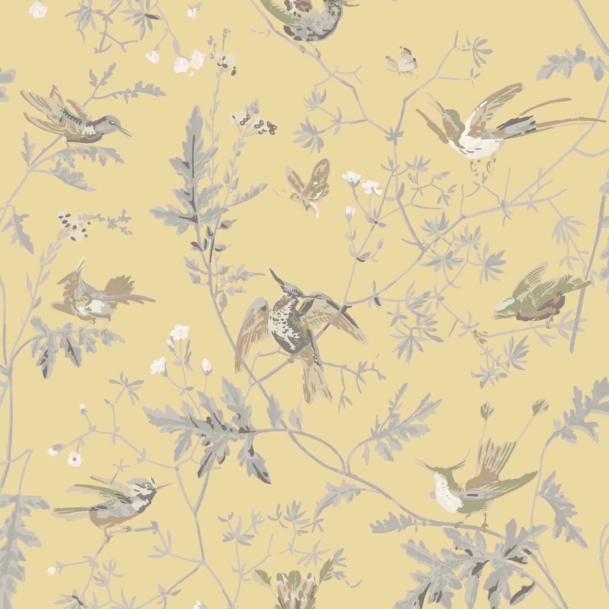 Hummingbirds Silk-Gld/Sft Grey