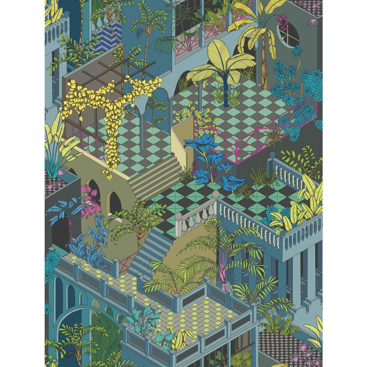Miami Cotton Print-Petrol Multi